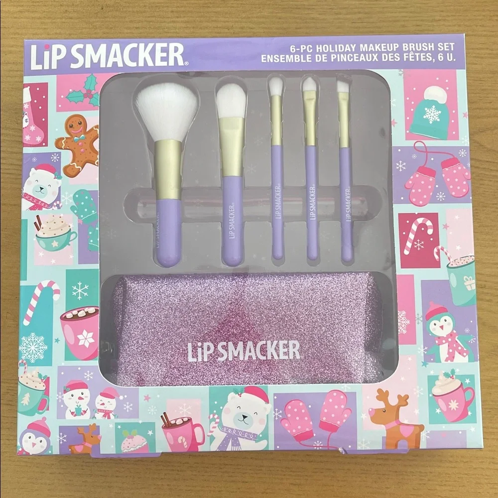 Lip Smackers 6 Piece Holiday Makeup Bag and Brush Set Bundle of 2 sets